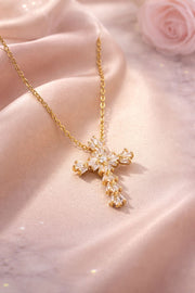 Collier Croix Éclat - Acier inoxydable doré