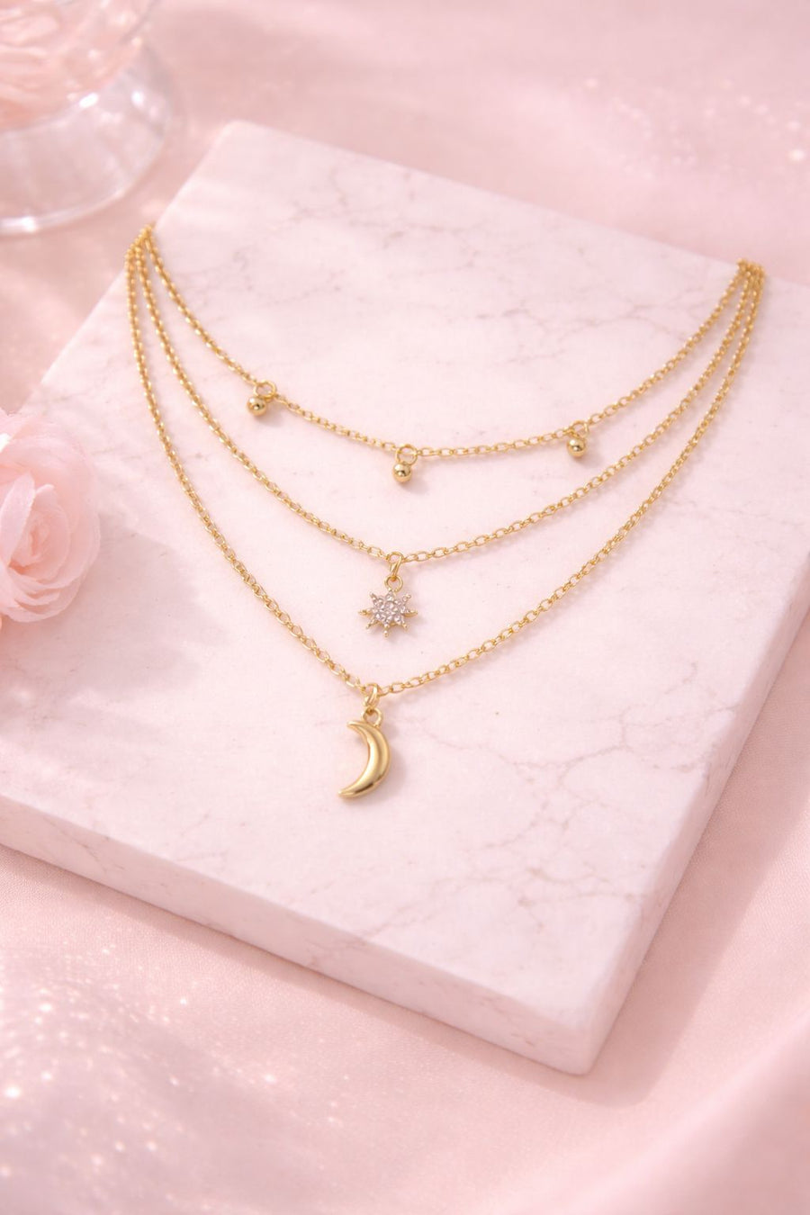 Collier Luna Étoilée - Acier inoxydable doré