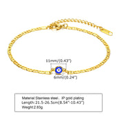 Stainless Steel Lucky Evil Eye Anklet Bracelet for Women, Blue Eye Beaded Chain Foot Anklets Summer Beach Lucky Amulet Gift