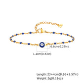 Stainless Steel Lucky Evil Eye Anklet Bracelet for Women, Blue Eye Beaded Chain Foot Anklets Summer Beach Lucky Amulet Gift
