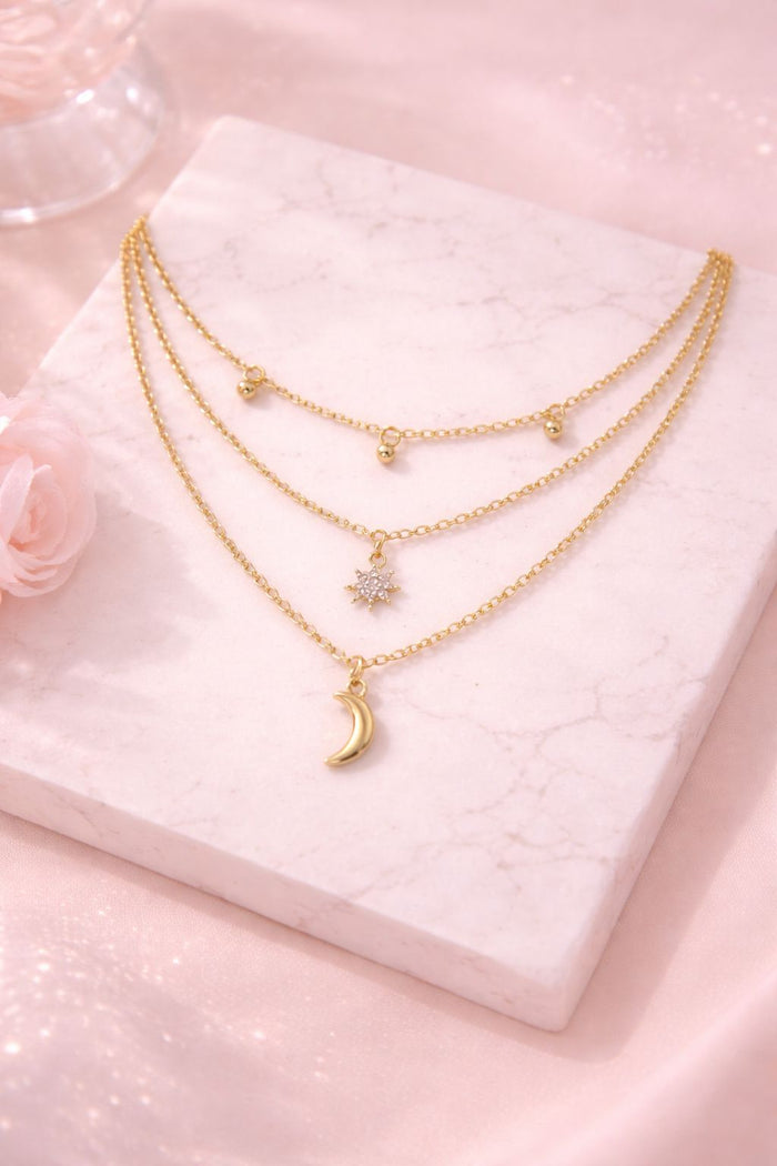 Collier Luna Étoilée - Acier inoxydable doré