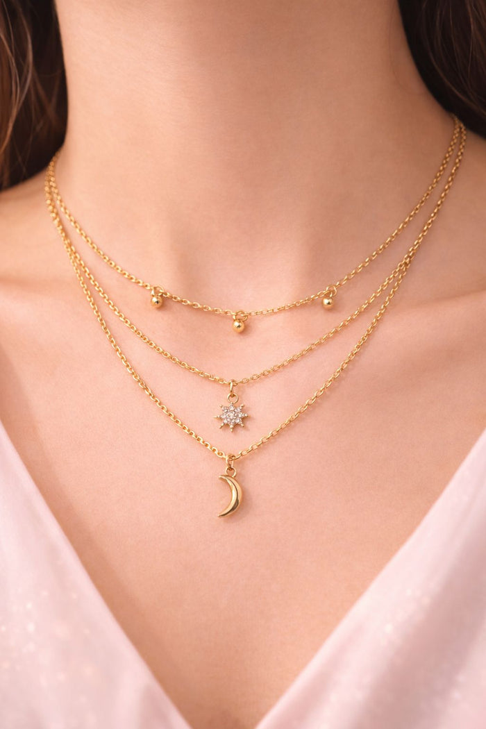 Collier Luna Étoilée - Acier inoxydable doré